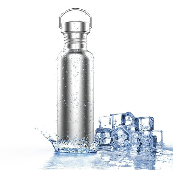 Triple Tree Uninsulated Single Walled 304 Stainless Steel Sports Leak Proof Water Bottle, Silver