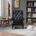 thumbnail image 1 of Triple Tree Wingback Accent Chair, Button Tufted PU Leather with Rivet Trim, Black, 1 of 7