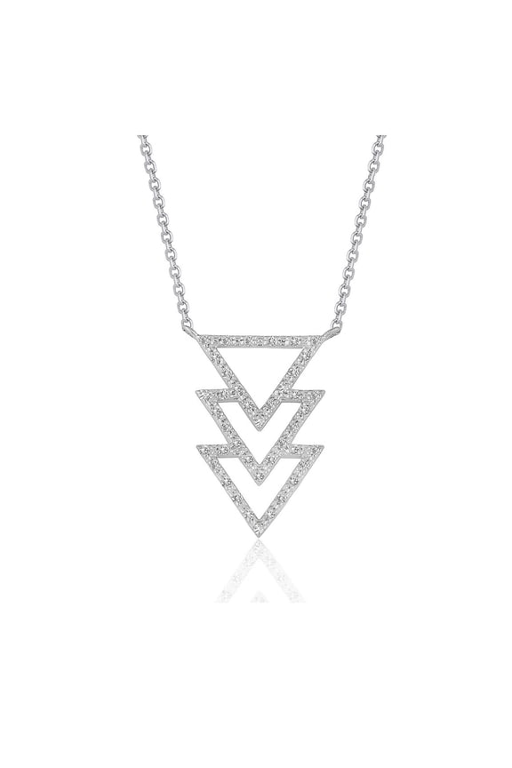 Triple Triangle Pendant Diamonds in 14k White Gold (1/5 cttw) 16 in