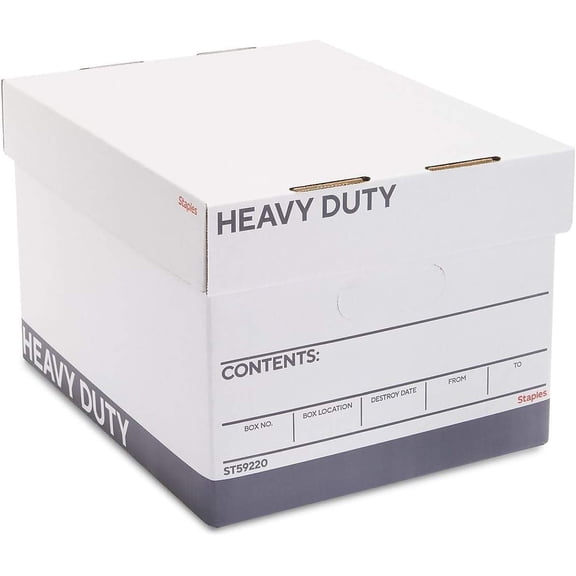 Triple Wall Heavy Duty File Box with Lift-Off Lid, Letter/Legal Size, White/Gray
