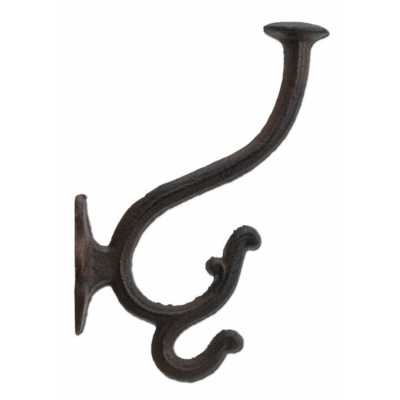 Triple Wall Hook Victorian Style Brown Cast Iron 7" Tall by Flag Emotes