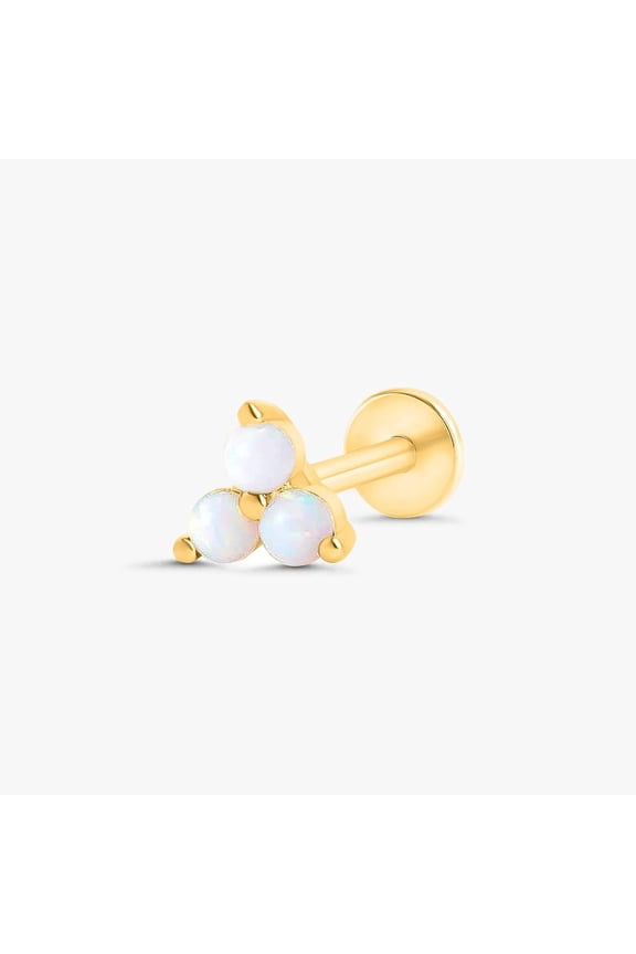 Triple White Opal Flat Back Piercing Earring