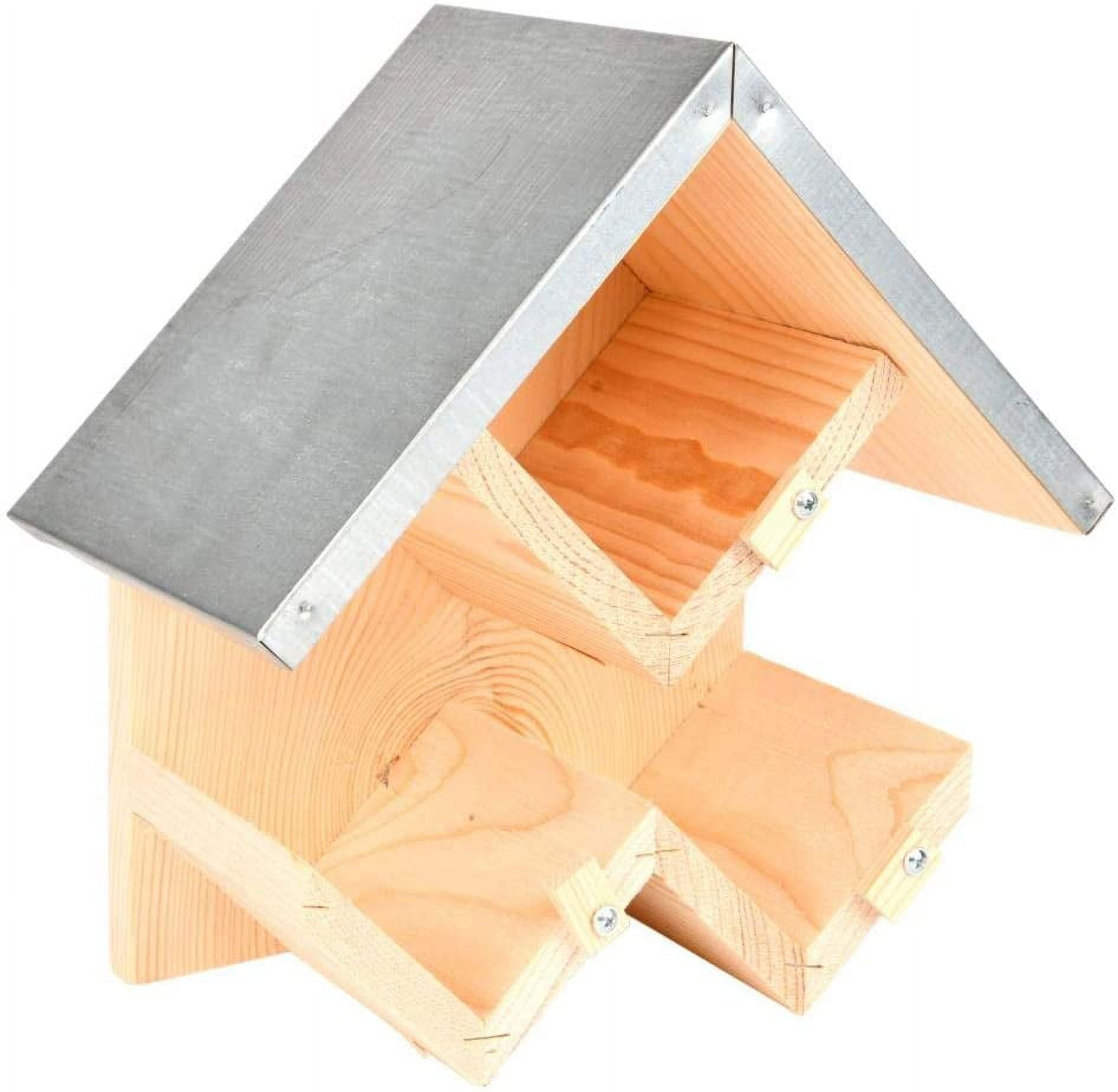Triple Wooden Peanut Butter House Bird Feeder With Lock