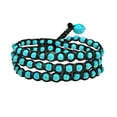 thumbnail image 1 of Triple Wrap Charm Turquoise Stones Brown Cotton Rope Bracelet, 1 of 3