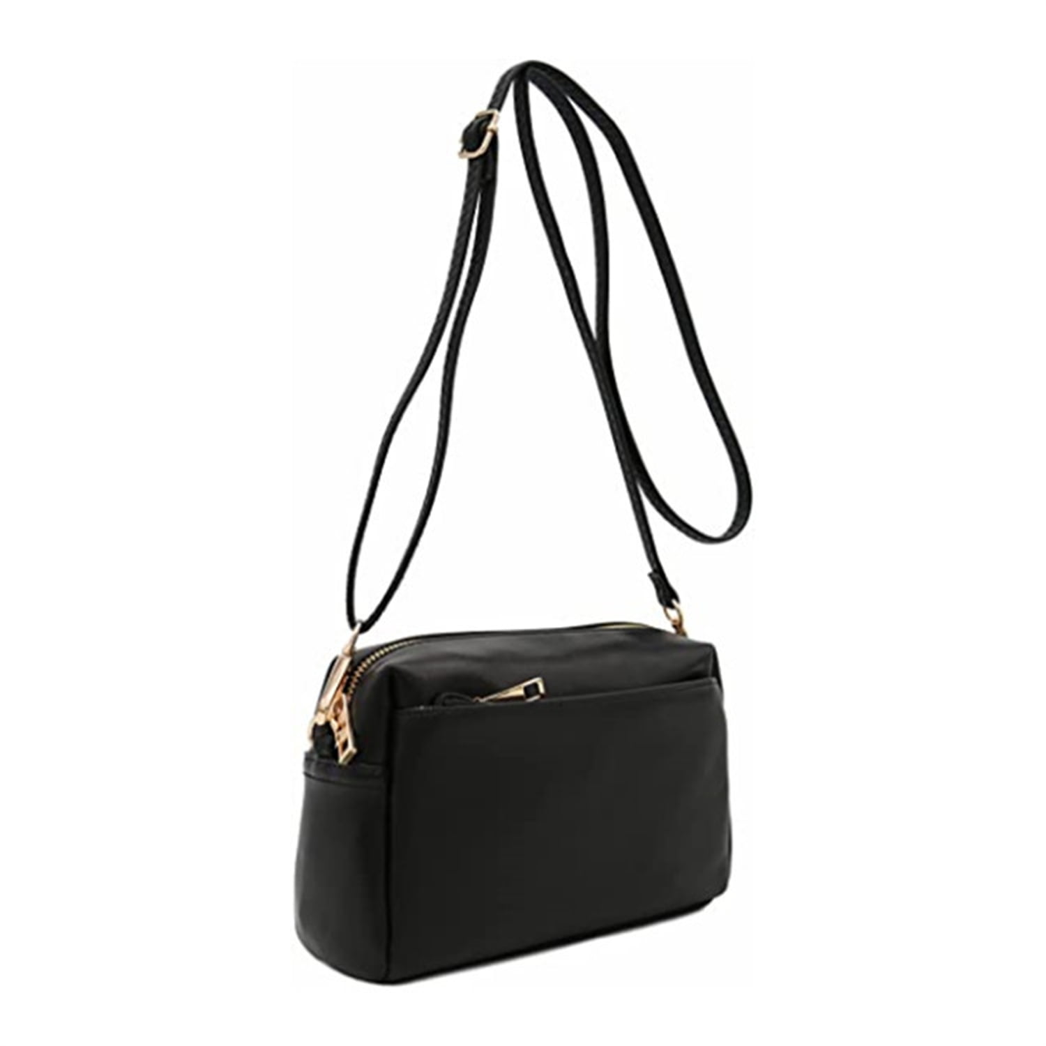 Triple Zip Crossbody Bag Fashion PU Leather Female Handbags for Women