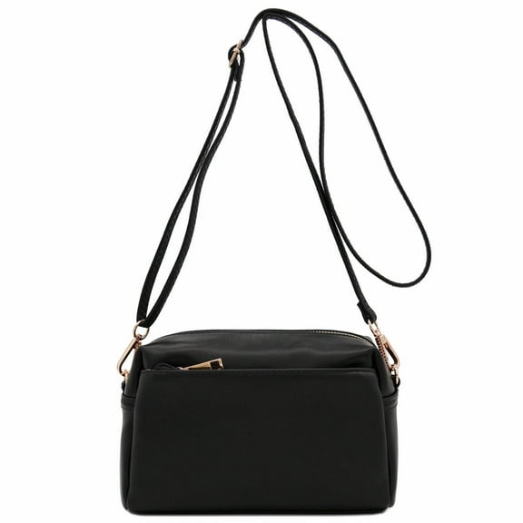 FashionPuzzle Small Triple Zip Crossbody Bag