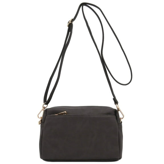 FashionPuzzle Small Triple Zip Crossbody Bag