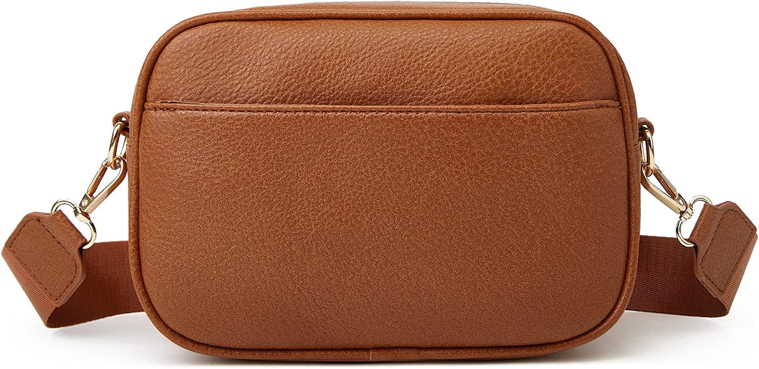 Triple Zip Small Crossbody Bag for Women, Square Snapshot Camera