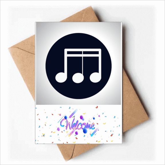 Triple-dequaver Music Note Black Welcome Back Greeting Cards Envelopes Blank