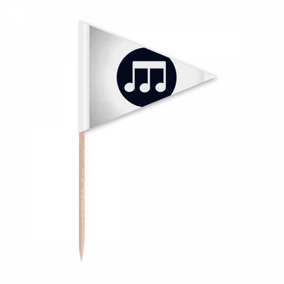 Triple-quaver Music Notes Black Toothpick Triangle Cupcake Toppers Flag