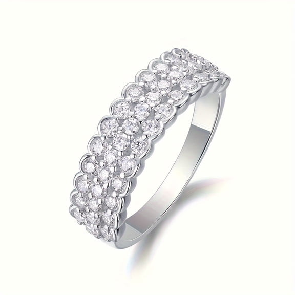 Triple row S925 Sterling Silver moissanite ring women temperament and fashion parties engagements for girlfriend wedding anniversary 18k gold plating