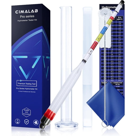 Triple scale water hydrometer, plastic specific gravity hydrometer, suitable for wine making, beer and kombucha, mead making kits, testing instrument, wine making supplies water hydrometer alcohol te