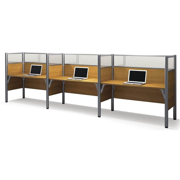 Triple side-by-side workstation in Cappuccino Cherry Finish