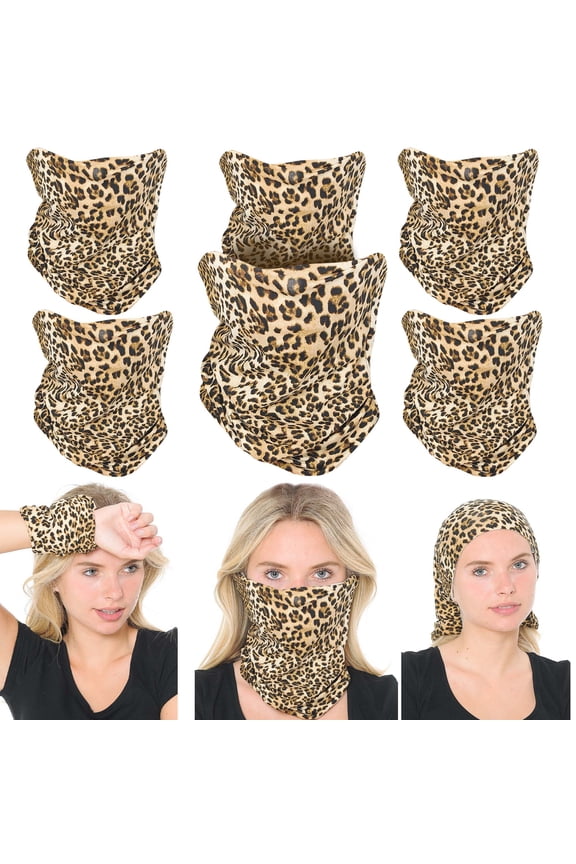Triple9 Unisex Bandana Outdoor Tube Face Mask Neck Gaiter UV Protection Balaclava (6pk Animal Print 2)