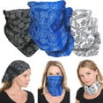 thumbnail image 1 of Triple9 Unisex Bandana Outdoor Tube Face Mask Neck Gaiter UV Protection Balaclava (6pk Blue, Black, White), 1 of 6