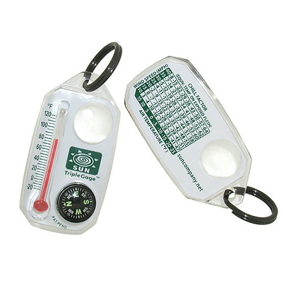 TripleGage - Zipperpull Compass, Thermometer, & Magnifying Glass