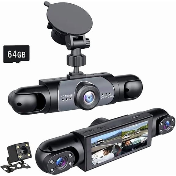 TripleHBB 4 Channel Dash Cam for Cars, 4K Front & 1080P Interior Rear Side Cameras, 360° Full View System with Night Vision, Parking Mode, Loop Recording