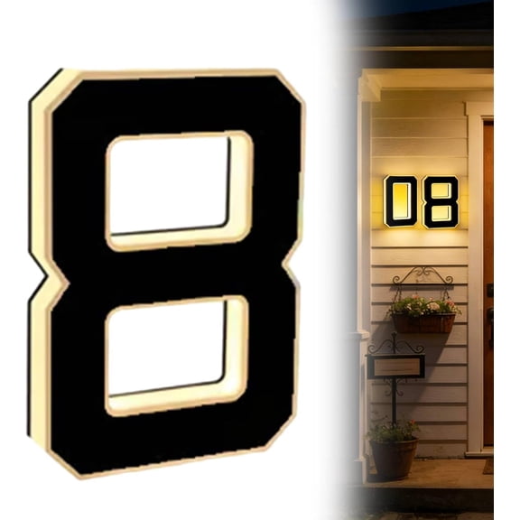 TripleHBB 6.7Inch Solar Lighted House Numbers for Outside,Solar Lighted House Numbers,Light Up Waterproof LED Address Signs for Houses,Illuminated Exterior Modern House Numbers Light