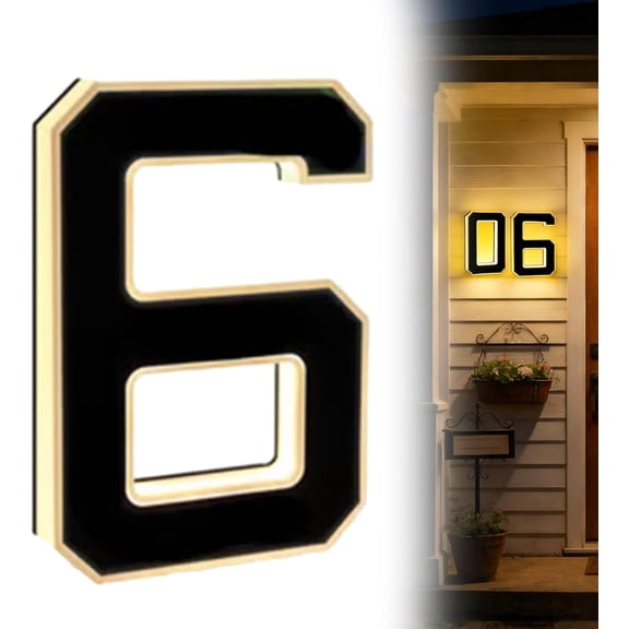 TripleHBB 6.7Inch Solar Lighted House Numbers for Outside,Solar Lighted House Numbers,Light Up Waterproof LED Address Signs for Houses,Illuminated Exterior Modern House Numbers Light