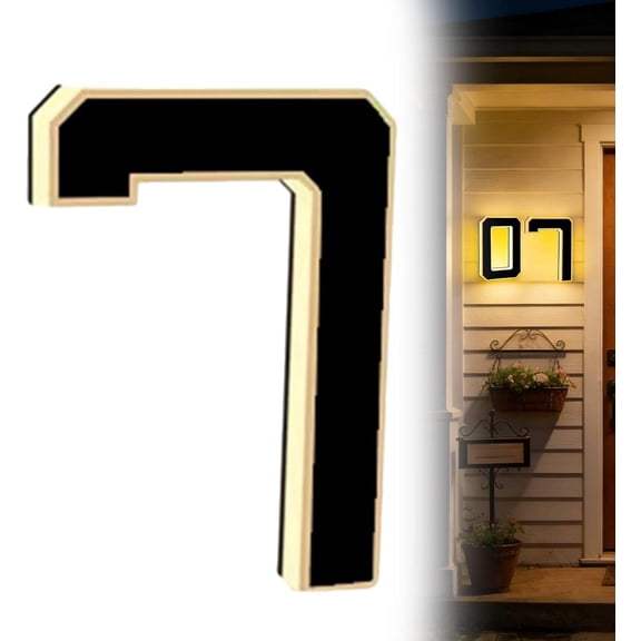 TripleHBB 6.7Inch Solar Lighted House Numbers for Outside,Solar Lighted House Numbers,Light Up Waterproof LED Address Signs for Houses,Illuminated Exterior Modern House Numbers Light