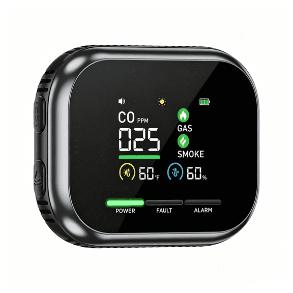 TripleHBB 6-in-1 Combustible Gas Detector,Gas Detector 6 in 1 CO Smoke Combustible Alarm Plug In with LCD Display for Home RV Camping