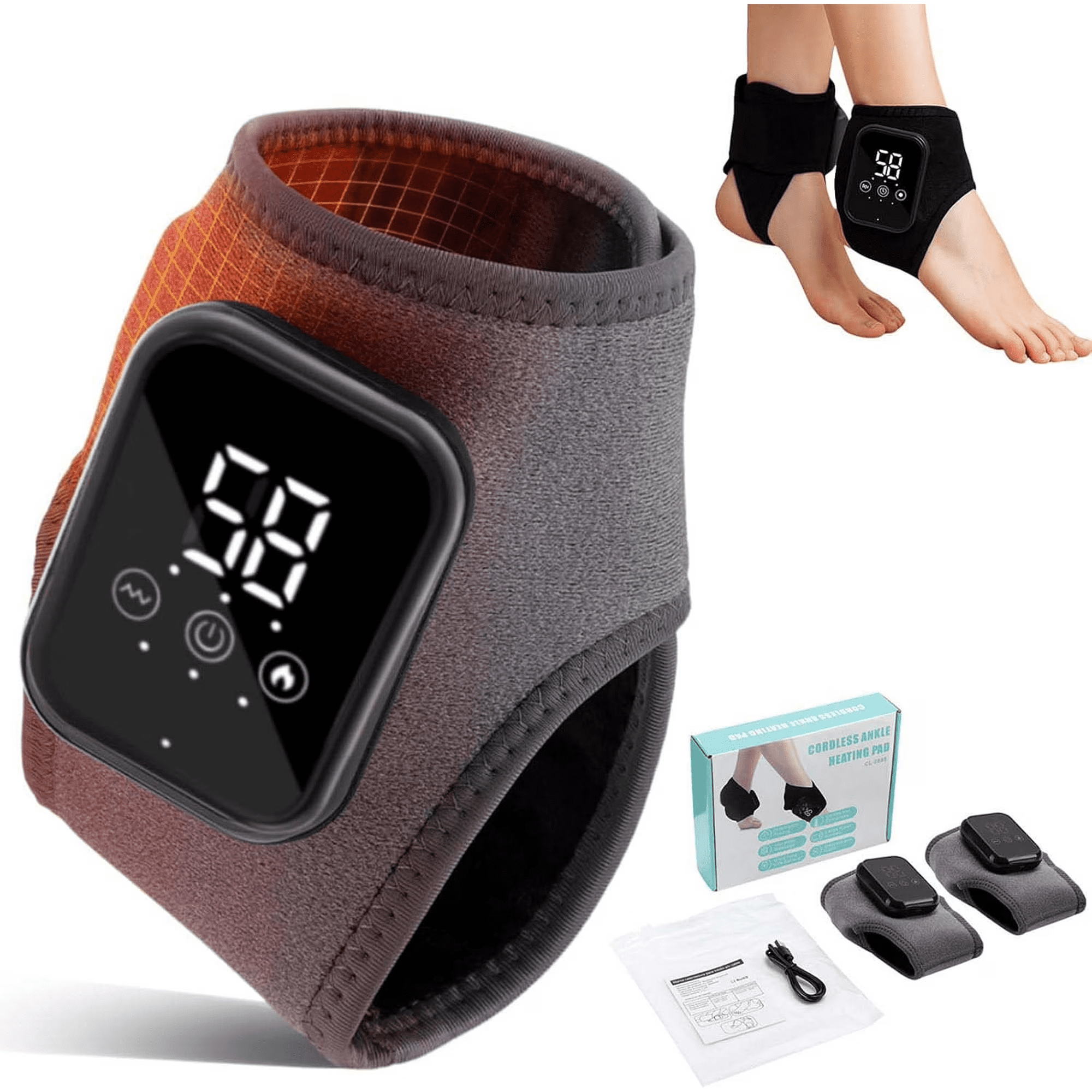 TripleHBB Foot Massager for Neuropathy,3-in-1 Cordless Foot and Ankle Massager for Heel, Arch & Ankle Relief,Foot Massager with 3 Vibration Modes & 3 Heat Levels, 2000mAh Rechargeable