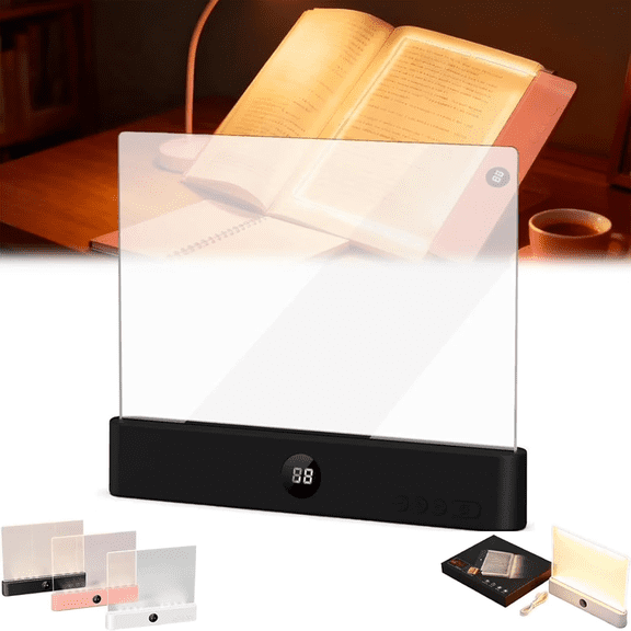 TripleHBB Smart Dimmable Reading Lamp,Smart LED Book Light,USB Rechargeable Clear Flat Book Light with 3 Colors & Timer,Dimmable Book Lights for Reading at Night,Scratch-Resistant,Eye-Care