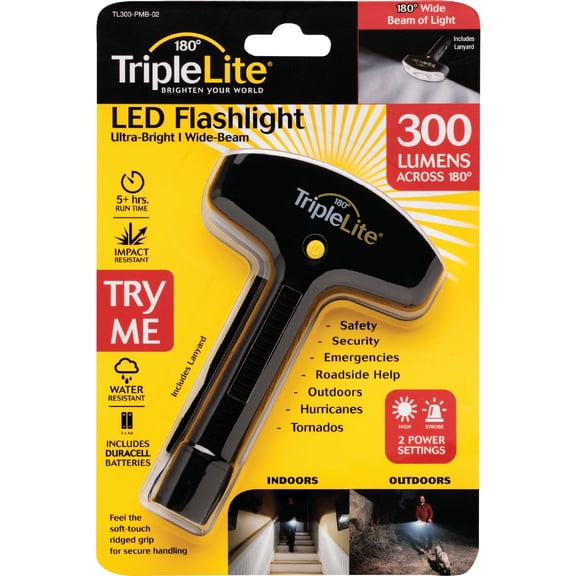 TripleLite 330 lm Black LED Flashlight AA Battery Residential Use, Standard Application
