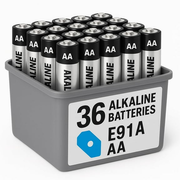 Triplenet Pricing E91SBP36H AA Alkaline, 36 Pack, Bulk Long-Lasting Power for High-Drain Devices, Over 1 LB, Reliable Performance, Black/Silver E91BP36H