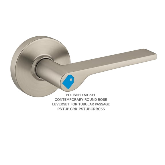 Triplenet Pricing Polished Nickel PS.TUB.CRR Tube Passage Leverset with Contemporary Round Rose Heavy-Duty Door Handle Over 1 LB, Modern Interior Hardware PSTUBCRR055