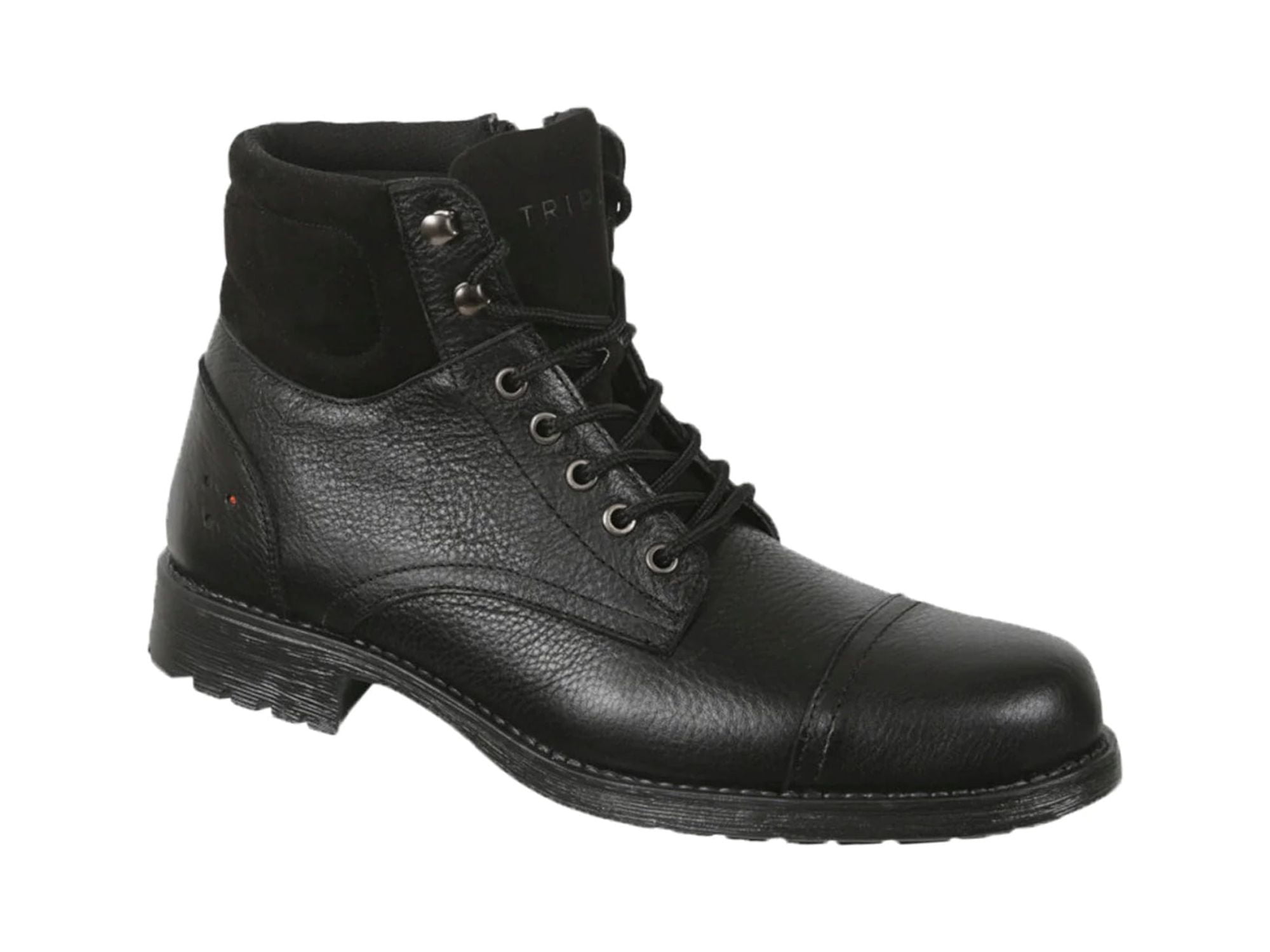 NEW TRIPLES casual leather mercer boot in black Mercer Zip Combat Boot | Women main image 4