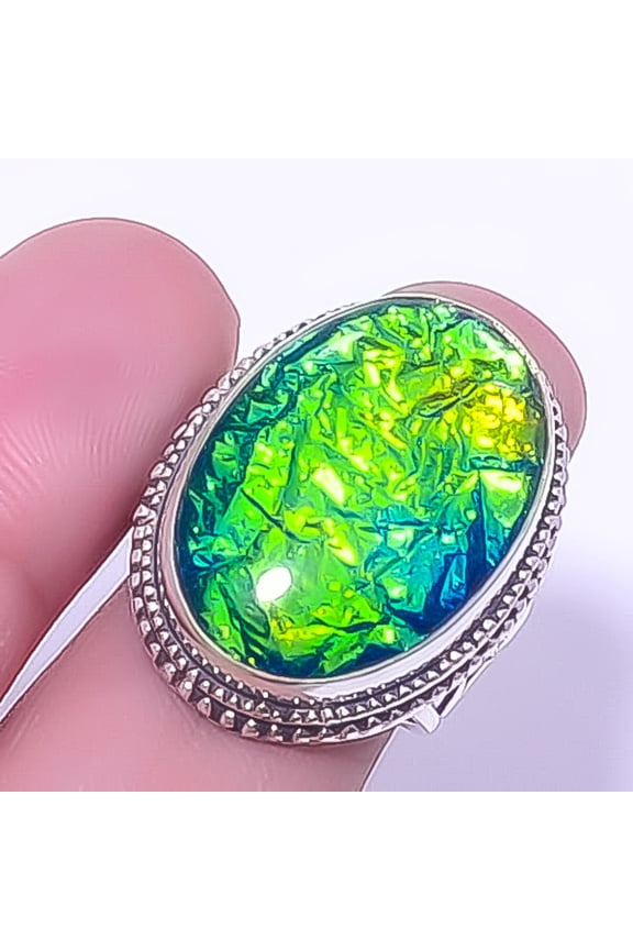 Triplet Fire Opal 925 Sterling Silver Vintage Ring s.7.5 A316, Christmas Gift, Gemstone Silver Jewelry, Opal Ring, New Year Sale