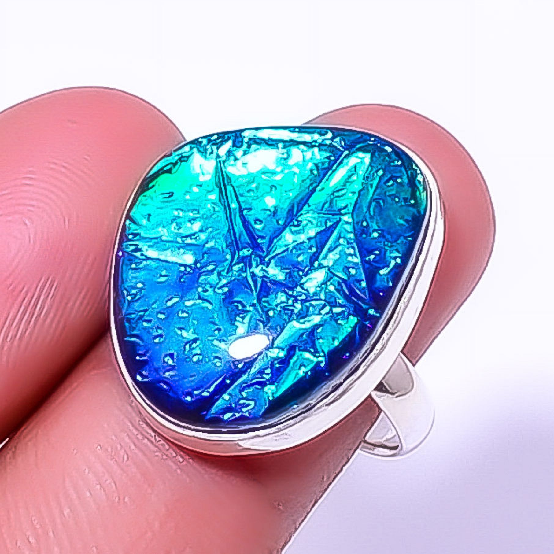 Triplet Fire Opal Handmade 925 Silver Plated Ring s.8.5 A364, Valentine