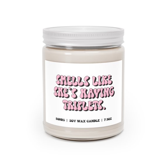 Triplet Mom Mama Pregnancy Announcement Candle Gift Scented Vanilla Soy Wax