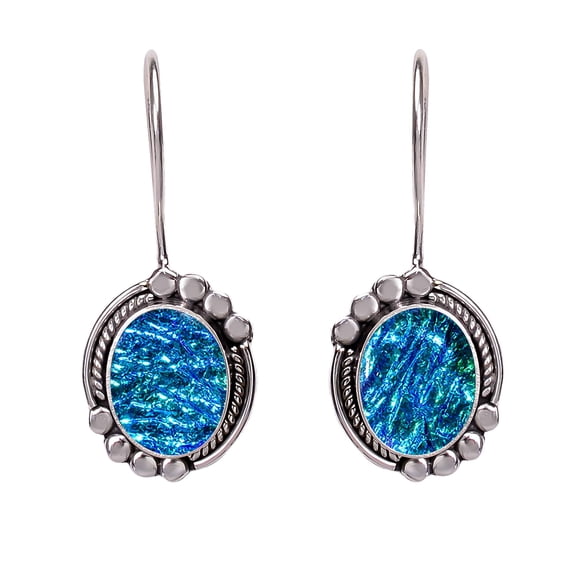 Triplet Opal 925 Sterling Silver Earring V93, Drop/Dangle Earring, Blue Earring, Oval Earring, Gift For Her, Opal Earring