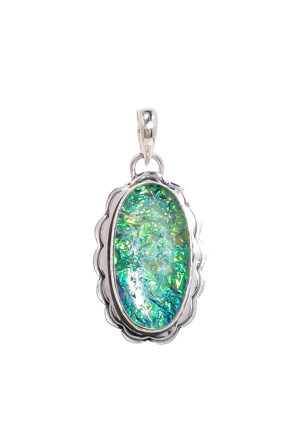 Triplet Opal 925 Sterling Silver Pendant, 25X13 mm Oval Gemstone Pendant, Green & Blue Pendant, Christmas Gift, Unique Jewelry Pendant V12700P139319