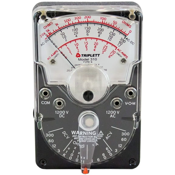Triplett 3018 Model 310 Hand-Sized Analog Multimeter - AC/DC Voltage, DC Current, Resistance, White CA3
