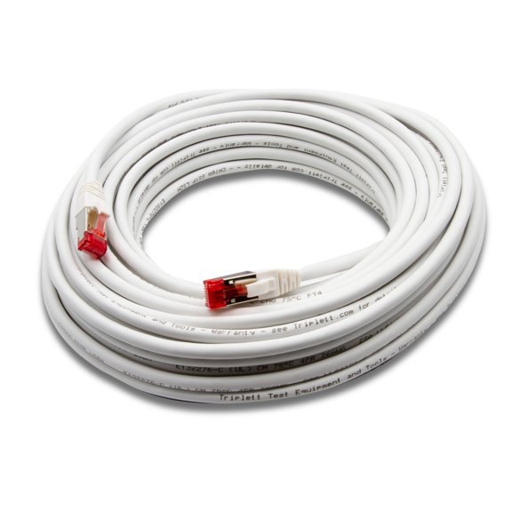 Triplett 50' White CAT6A 10GBPS Professional Grade SSTP 26AWG Patch Cable (CAT6A-50WH)
