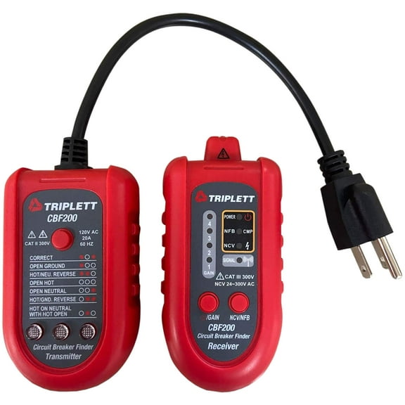 Triplett CBF200 3-in-1 Circuit Breaker Finder, GFCI Receptacle Tester, and Non-Contact AC Voltage Detector,Black CA2