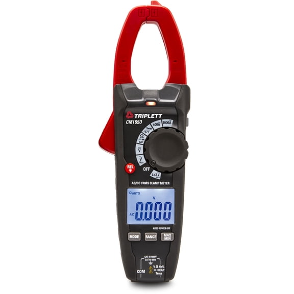 Triplett CM1050 True RMS 6000 Count 1000A AC/DC Clamp Meter with Inrush, LPF, LOZ, and Certificate of Traceability to NIST