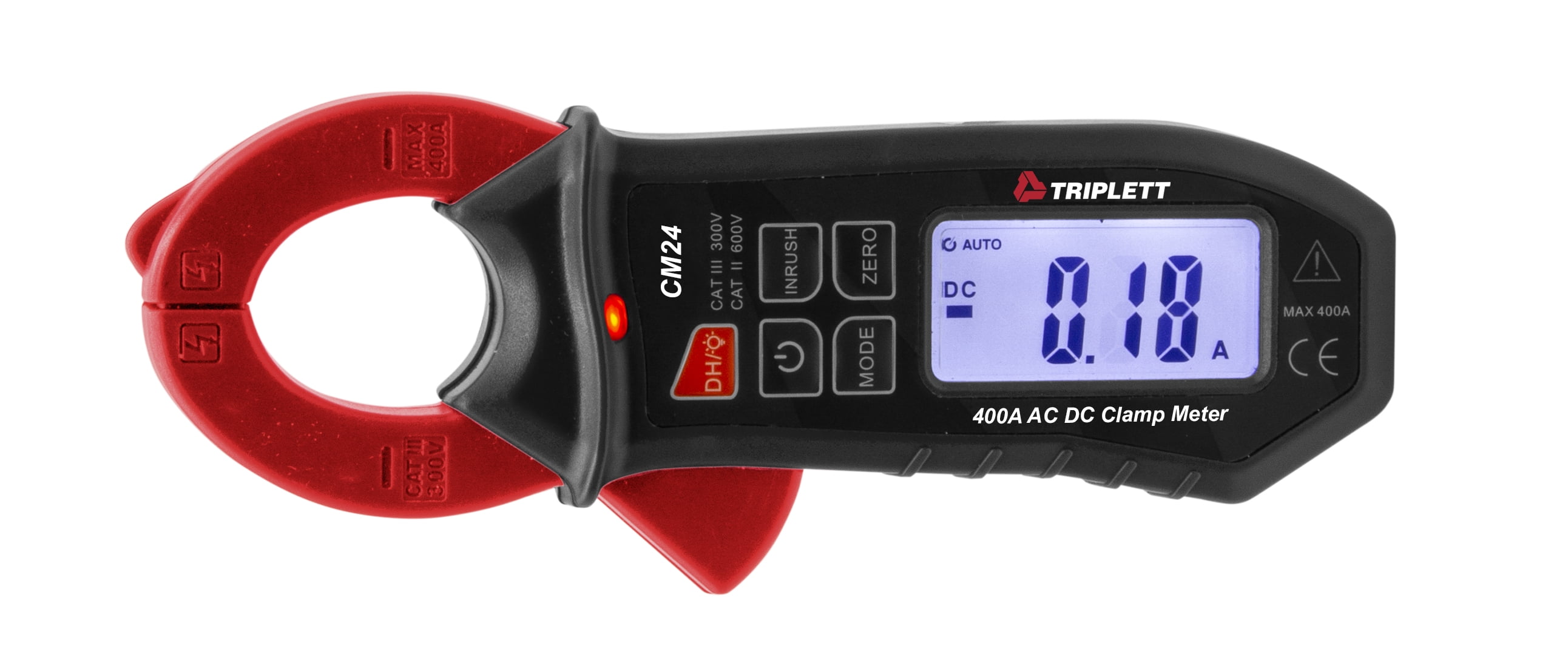 Triplett CM24-NIST TRMS AC/DC Mini Clamp Multimeter with NIST Certificate, Inrush, 400 A