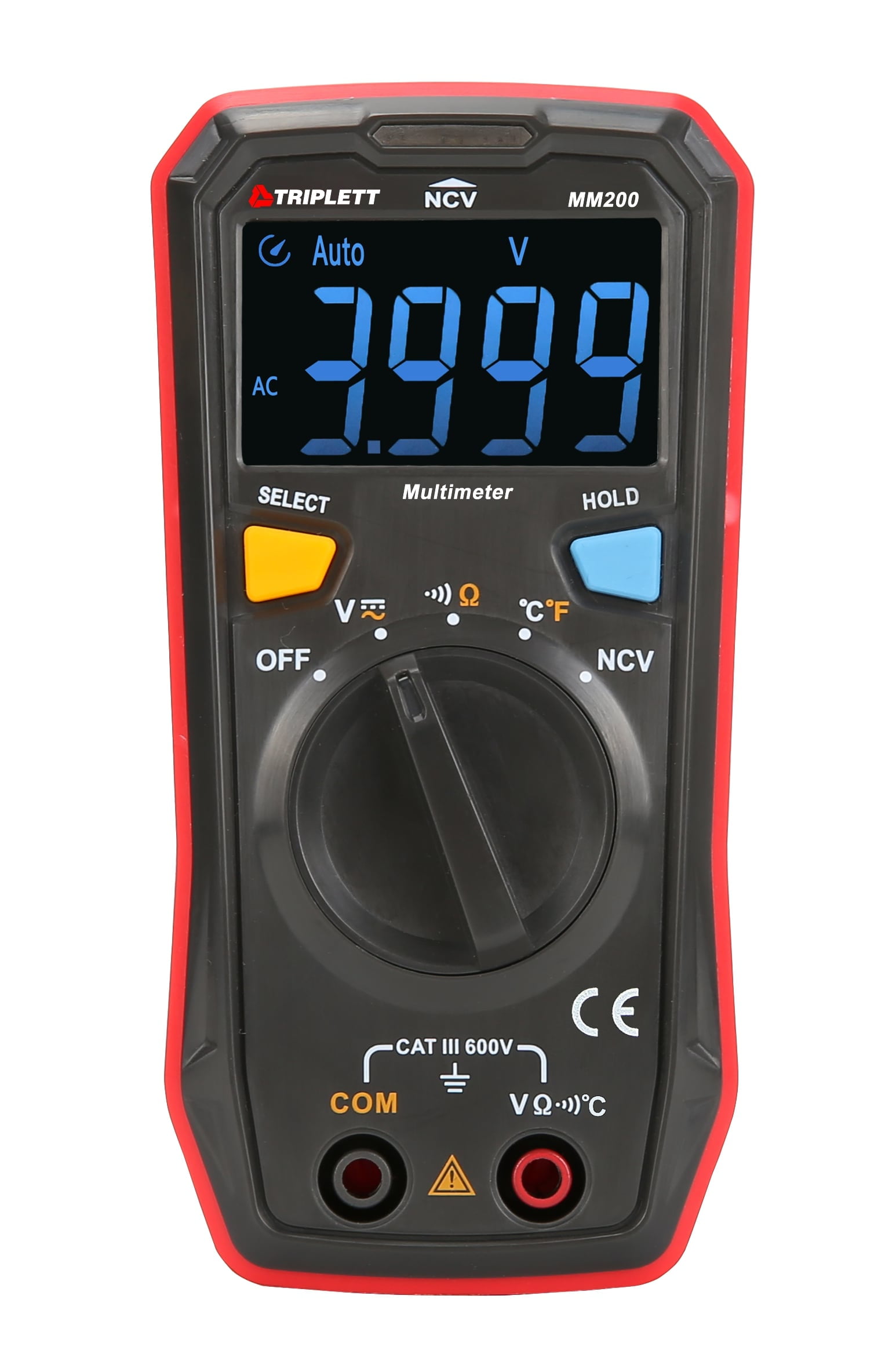 Triplett MM200 Compact 4000 Count Multimeter - AC/DC Voltage, Resistance, Temperature, Continuity