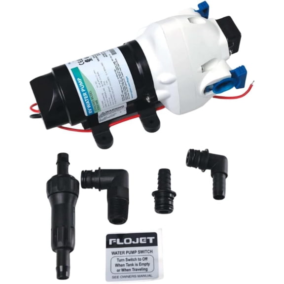 Triplex Diaphragm Automatic Water System Pump, 2.9 GPM 50 PSI, 12 Volt DC