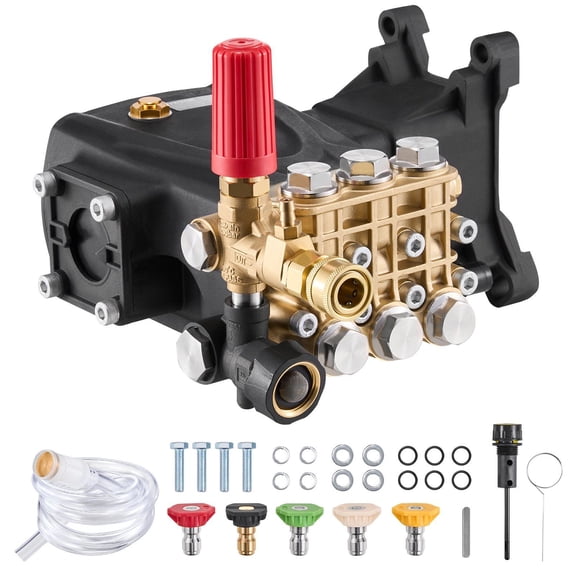 Triplex Plunger Pressure Washer Pump, 1" Horizontal Shaft, 4200 PSI 4.2GPM High Flow