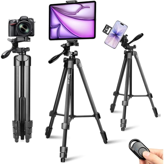 Tripod, 73-Inch Camera Tripod for iPad Pro & iPhone Compatible with Tablet/iPad Pro 12.9 inch, Camera Tripod Stand with Wireless Remote & Bag