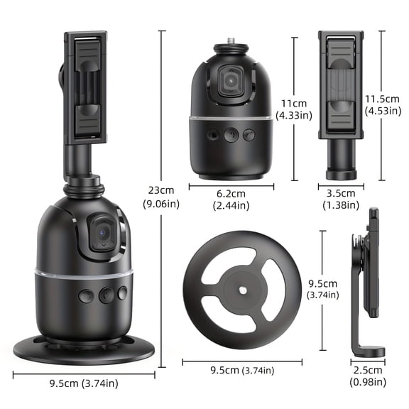 A Tripod with Automatic Face Tracking, Featuring 360 Rotation And a Phone Camera Mount That Includes Gesture Control And a Colorful Light Ring. It Doesn'T Require an App, Is Rechargeable