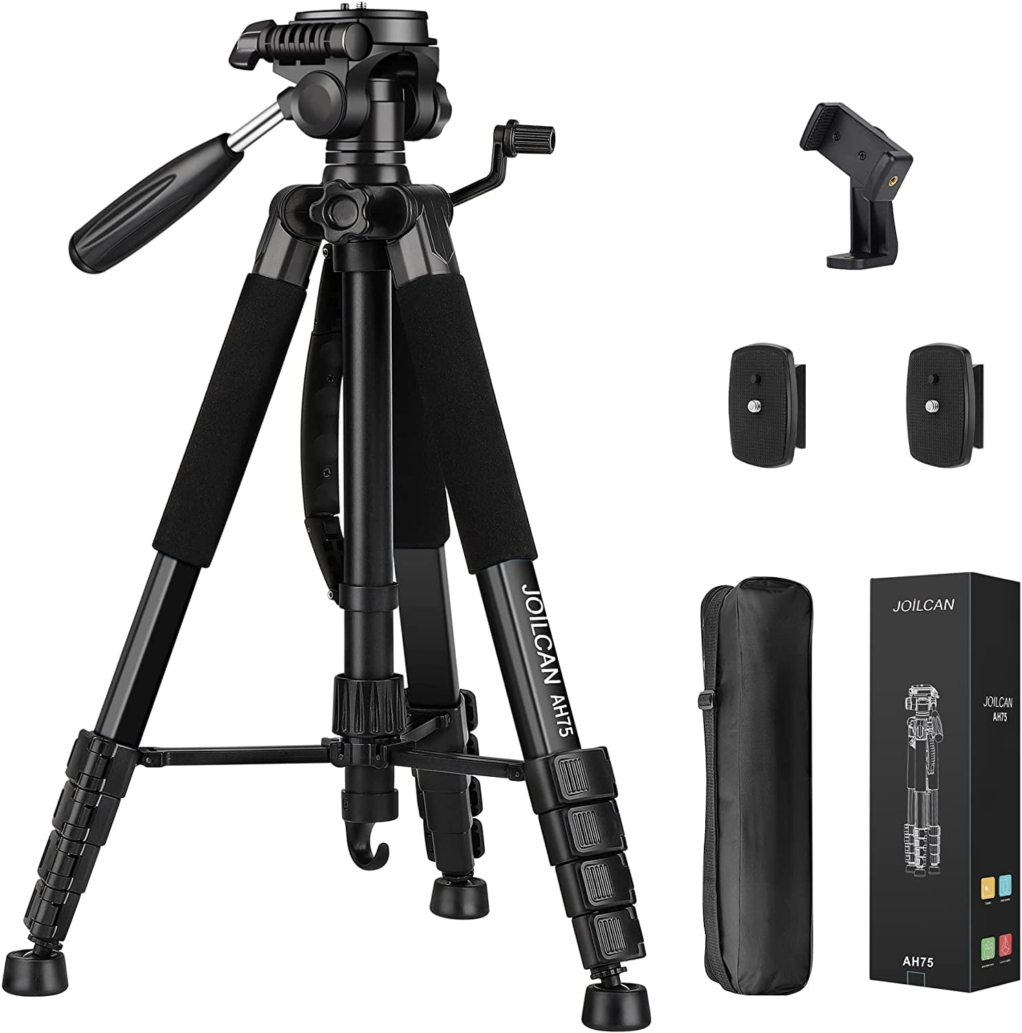 Tripod Camera Tripods, 74" Tripod for Camera Cell Phone Video