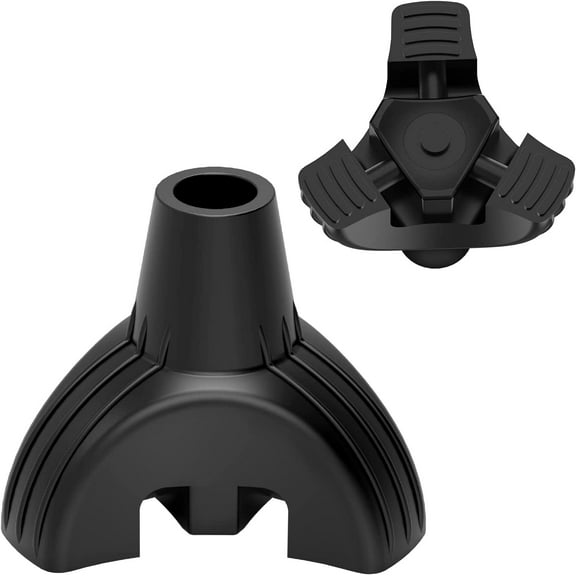 Tripod Cane Tip, Non-Slip 3 Prong Rubber Cane Tip Self Standing Replacement Rubber Foot for 3/4 Inch Diameter Standard Walking Cane Standing Stick Accessory (Black, S)