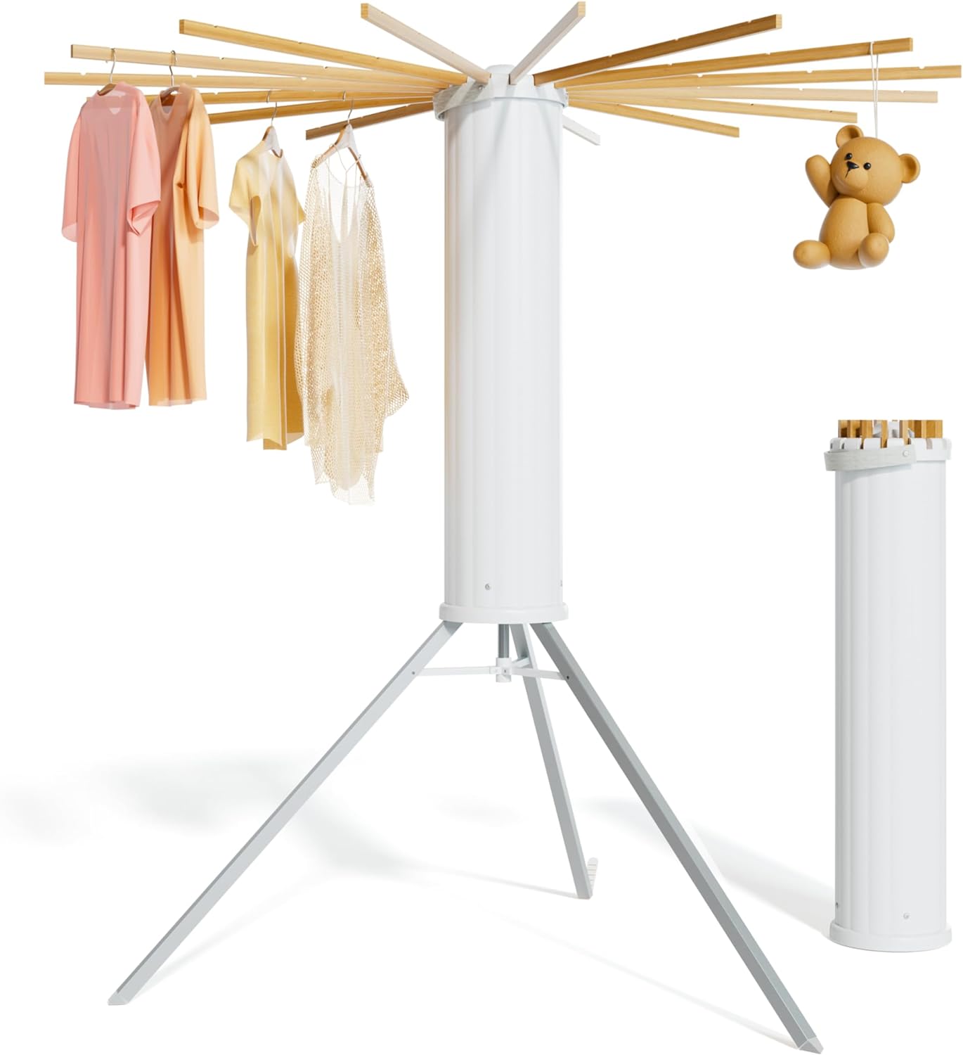 Compact Foldable Drying Rack Tripod Clothes Drying Rack, Foldable Laundry Drying Rack with 16 ...