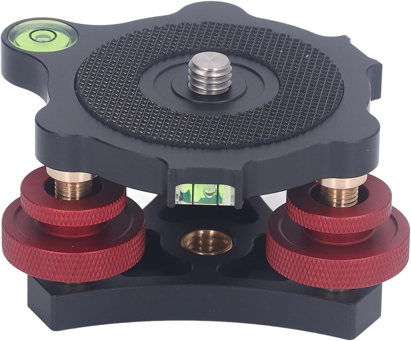 Tripod Head Leveling Base,Three Built In Bubble Levels, Aluminum Alloy